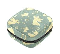 Borsa portaoggetti per assorbenti igienici, angeli, arpe, trombe, vintage, con cerniera, borsa per mestruazioni femminili