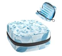 Borsa portaoggetti per assorbenti igienici, Aqua Blues, piccolo ramo di foglie ditsy, borsa portatile per assorbenti mestruali, per donne, scuola, ufficio