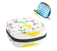 Borsa portaoggetti per assorbenti igienici, borsa mestruale per assorbenti, organizer per donne e ragazze, motivo animali disegnati a mano con parole