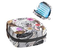 Borsa portaoggetti per assorbenti igienici, borsa mestruale per coppette mestruali, organizer per assorbenti femminili, Labradoodle, bulldog francese e fiori