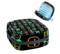 Borsa portaoggetti per assorbenti igienici, borsa mestruale per coppette mestruali, organizer per donne e ragazze, motivo astratto con volti di orso e gufo