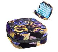 Borsa portaoggetti per assorbenti igienici, borsa mestruale per ragazze adolescenti della scuola, farfalle del viole del pensiero, borsa portatile con cerniera, porta assorbenti igienici per borsa