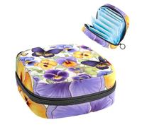 Borsa portaoggetti per assorbenti igienici, borsa mestruale per ragazze adolescenti della scuola, farfalle del viole del pensiero, borsa portatile con cerniera, porta assorbenti igienici per borsa