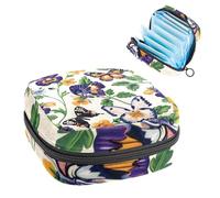 Borsa portaoggetti per assorbenti igienici, borsa mestruale per ragazze adolescenti della scuola, farfalle del viole del pensiero, borsa portatile con cerniera, porta assorbenti igienici per borsa