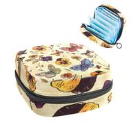 Borsa portaoggetti per assorbenti igienici, borsa mestruale per ragazze adolescenti della scuola, farfalle del viole del pensiero, borsa portatile con cerniera, porta assorbenti igienici per borsa