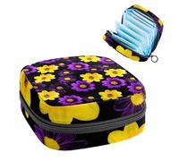 Borsa portaoggetti per assorbenti igienici, borsa mestruale per ragazze adolescenti della scuola, fiore del viole del pensiero, sacchetto mestruale portatile con cerniera, borsa per assorbenti