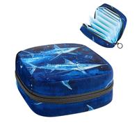 Borsa portaoggetti per assorbenti igienici, borsa mestruale per ragazze adolescenti della scuola, pesci spada oceano, sacchetto mestruale portatile con cerniera, borsa assorbenti assorbenti porta