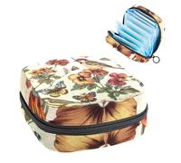 Borsa portaoggetti per assorbenti igienici, borsa mestruale per ragazze adolescenti della scuola, viole del pensiero, fiori di uccello, sacchetto portatile con cerniera, porta assorbenti igienici per