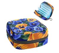 Borsa portaoggetti per assorbenti igienici, borsa mestruale per ragazze adolescenti della scuola, viole del pensiero, sacchetto portatile con cerniera, borsa per assorbenti igienici, porta tamponi per