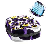 Borsa portaoggetti per assorbenti igienici, borsa mestruale per ragazze adolescenti della scuola, viole del pensiero, sacchetto portatile con cerniera, borsa per assorbenti igienici, porta tamponi per