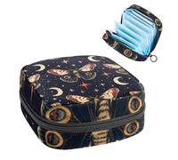Borsa portaoggetti per assorbenti igienici, borsa mestruale per ragazze adolescenti, farfalle falena luna, sacchetto mestruale portatile con cerniera, borsa per assorbenti igienici porta assorbenti