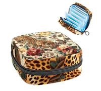 Borsa portaoggetti per assorbenti igienici, borsa mestruale per ragazze adolescenti, leopardo fiore vintage, sacchetto mestruale portatile con cerniera, borsa per assorbenti igienici, porta tamponi