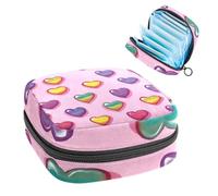 Borsa portaoggetti per assorbenti igienici, borsa mestruale per ragazze adolescenti scolastiche, cuori d'amore, sacchetto portatile con cerniera, borsa per assorbenti igienici, porta tamponi per borsa