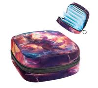 Borsa portaoggetti per assorbenti igienici, borsa mestruale per ragazze adolescenti scolastiche, dinosauro galassia che cavalca un gatto, custodia portatile con cerniera, porta assorbenti igienici per