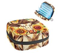Borsa portaoggetti per assorbenti igienici, borsa mestruale per ragazze adolescenti scolastiche, girasoli mucca, toro, sacchetto mestruale portatile con cerniera, borsa per assorbenti igienici porta