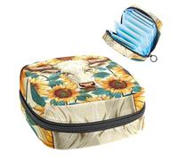 Borsa portaoggetti per assorbenti igienici, borsa mestruale per ragazze adolescenti scolastiche, girasole mucca, toro, sacchetto mestruale portatile con cerniera, borsa per assorbenti igienici porta