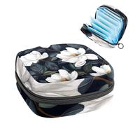 Borsa portaoggetti per assorbenti igienici, borsa mestruale per ragazze adolescenti scolastiche, magnolie con fiori bianchi, sacchetto mestruale portatile con cerniera, borsa per assorbenti igienici,