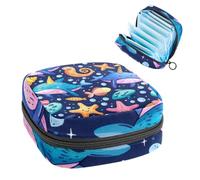 Borsa portaoggetti per assorbenti igienici, borsa mestruale per ragazze adolescenti scolastiche, pesce balena, stella marina, sacchetto mestruale portatile con cerniera, borsa per assorbenti igienici