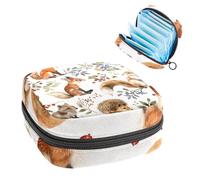 Borsa portaoggetti per assorbenti igienici, borsa mestruale per ragazze adolescenti, volpe riccio scoiattolo, sacchetto mestruale portatile con cerniera, borsa assorbenti assorbenti porta tamponi per