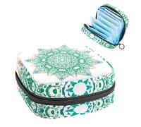 Borsa portaoggetti per assorbenti igienici, borsa per coppette mestruali, organizer per assorbenti mestruali, organizer per donne e ragazze, motivo mandala bohémien verde fresco