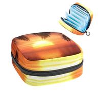 Borsa portaoggetti per assorbenti igienici, borsa per coppette mestruali, organizer per assorbenti mestruali, organizer per donne e ragazze, palme contro il cielo al tramonto