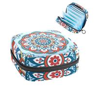 Borsa portaoggetti per assorbenti igienici, borsa per coppette mestruali, organizer per assorbenti mestruali, organizer per donne e ragazze, motivo floreale con mandala blu