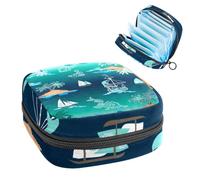 Borsa portaoggetti per assorbenti igienici, borsa per coppette mestruali, organizer per assorbenti mestruali, organizer per donne e ragazze, verde acquerello isola nave pesce albero