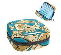 Borsa portaoggetti per assorbenti igienici, borsa per coppette mestruali, organizer per assorbenti mestruali, organizer per donne e ragazze, motivo pirata con ossa di teschio