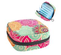 Borsa portaoggetti per assorbenti igienici, borsa per coppette mestruali, organizer per assorbenti mestruali, organizer per donne e ragazze, motivo mandala colorato in stile indiano bohémien