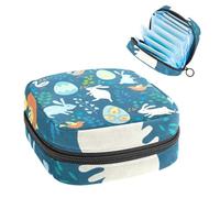 Borsa portaoggetti per assorbenti igienici, borsa per coppette mestruali, organizer per donne e ragazze, conigli, uova colorate e uccelli