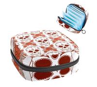 Borsa portaoggetti per assorbenti igienici, borsa per coppette mestruali, organizer per donne e ragazze, stile bohémien, punk, gotico, teschio, rosa, fiore