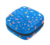 Borsa portaoggetti per assorbenti igienici, borsa per il primo ciclo mestruale con sfondo blu farfalla per donne e ragazze, custodia per coppetta mestruale, porta tamponi mestruali femminili
