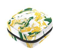 Borsa portaoggetti per assorbenti igienici, borsa per il primo ciclo mestruale con texture in marmo verde, giallo bianco, per donne e ragazze, custodia per coppetta mestruale, porta tamponi mestruali