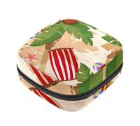 Borsa portaoggetti per assorbenti igienici, borsa per il primo periodo con alberi paesaggi in spiaggia per ragazze e donne, sacchetto per coppette mestruali femminili borse per tamponi mestruali Holde