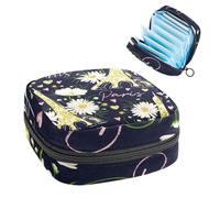 Borsa portaoggetti per assorbenti igienici, borsa per kit mestruale per scuola, sacchetto per coppette mestruali, borsa organizer per assorbenti igienici, stampa torre glitterata dorata e camomilla