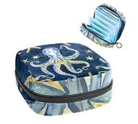 Borsa portaoggetti per assorbenti igienici, borsa per ragazze adolescenti della scuola, stelle marine di polpo, sacchetto portatile con cerniera, porta assorbenti igienici per borsa