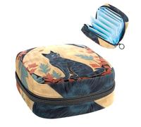 Borsa portaoggetti per assorbenti igienici, borsa per ragazze adolescenti, gatto metà secolo foglie luna, sacchetto portatile con cerniera, borsa per assorbenti igienici, porta tamponi per borsa