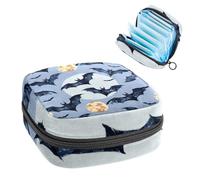 Borsa portaoggetti per assorbenti igienici, borsa per ragazze adolescenti, Halloween pipistrelli luna, sacchetto mestruale portatile con cerniera, borsa per assorbenti igienici porta tamponi per borsa