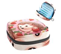 Borsa portaoggetti per assorbenti igienici, borsa per ragazze adolescenti, riccio fragola, sacchetto mestruale portatile con cerniera, borsa per assorbenti igienici, porta assorbenti per borsetta, per