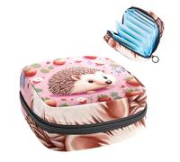 Borsa portaoggetti per assorbenti igienici, borsa per ragazze adolescenti, riccio fragola, sacchetto mestruale portatile con cerniera, borsa per assorbenti igienici, porta assorbenti per borsetta, per