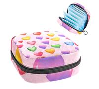 Borsa portaoggetti per assorbenti igienici, borsa per ragazze adolescenti scolastiche, cuori arcobaleno, custodia portatile con cerniera, porta assorbenti igienici, porta assorbenti per borsette, per