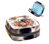 Borsa portaoggetti per assorbenti igienici, borsa per ragazze adolescenti scolastiche, fiori di koala, farfalle, sacchetto mestruale portatile con cerniera, borsa per assorbenti igienici, porta