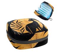 Borsa portaoggetti per assorbenti igienici, borsa per ragazze adolescenti scolastiche, foglia di luna con gatto della metà del secolo, sacchetto portatile con cerniera, porta assorbenti igienici per