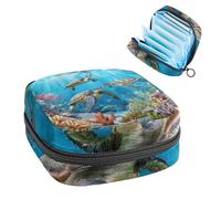 Borsa portaoggetti per assorbenti igienici, borsa per ragazze adolescenti scolastiche, tartarughe oceaniche, sacchetto portatile con cerniera, porta assorbenti igienici, porta tamponi per borsa