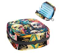 Borsa portaoggetti per assorbenti igienici, borsa per ragazze adolescenti scolastiche, teschi a stella, sacchetto portatile con cerniera, porta assorbenti igienici, porta assorbenti per borsetta, per