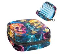 Borsa portaoggetti per assorbenti igienici, borsa per ragazze adolescenti scolastiche, teschi a stella, sacchetto portatile con cerniera, porta assorbenti igienici, porta assorbenti per borsetta, per