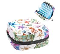 Borsa portaoggetti per assorbenti igienici, borsa per ragazze adolescenti, stella marina, polpo con stella marina, sacchetto mestruale portatile con cerniera, borsa per assorbenti igienici, porta