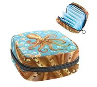 Borsa portaoggetti per assorbenti igienici, borsa per ragazze adolescenti, stella marina, polpo con stella marina, sacchetto mestruale portatile con cerniera, borsa per assorbenti igienici, porta