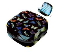 Borsa portaoggetti per assorbenti igienici, borsa portatile per assorbenti mestruali con farfalle acquerelli, per donne, scuola, ufficio
