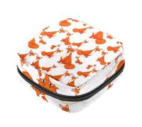 Borsa portaoggetti per assorbenti igienici, borsa portatile per coppette mestruali, borsa per il primo ciclo mestruale, per donne e ragazze, astute volpi che ti guardano, motivo arancione, cerniera
